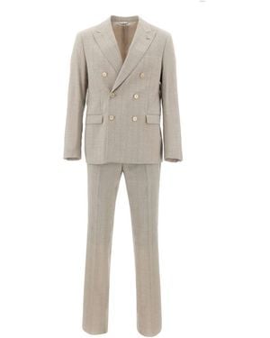 Manuel Ritz Kostuums ,Wol Cool Wool Double Breasted Pinstripe Suit - Naturel