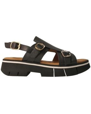 Calce Schwarze Ledersandalen Für Damen - Braun