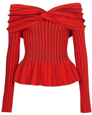 Balmain V-Neck Knitwear - Rojo