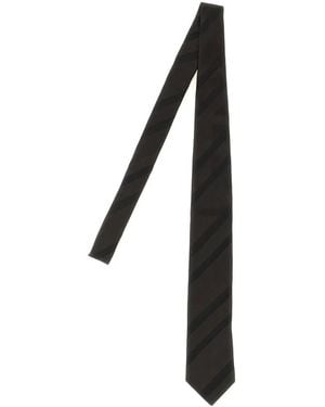 Brunello Cucinelli Accessoires ,Bruin ,Regimental Gestreepte Stropdas - Zwart