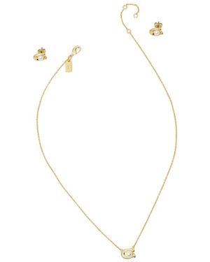 COACH Signature Halskette Und Ohrring-Set - Mettallic