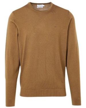 Calvin Klein Superior Wollpullover Mit Rundhalsausschnitt - Braun