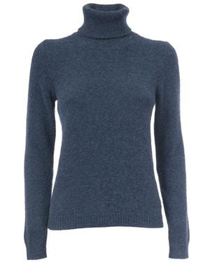 Gran Sasso Truien & Vesten ,Blauw ,Wol Slim Fit Coltrui
