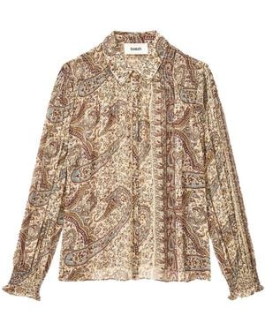 Ba&sh Overhemden ,Bruin ,Cleo Geprinte Blouse - Naturel