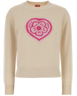KENZO Truien & Vesten ,Katoen Boke Heart Sweater - Wit