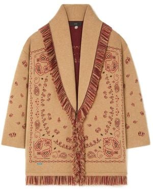 Alanui Jacquard Gebreide Cardigan Met Franjes - Bruin