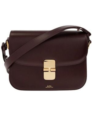 A.P.C. Tassen ,Rood ,Leer Grace Small Shoulder Bag - Bruin
