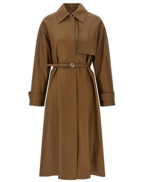 Fendi Nappa Midi Trenchcoat - Bruin
