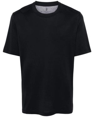Brunello Cucinelli Blauer Pullover Mit Kurzen Ärmeln - Schwarz