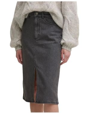 Gestuz Midi Denim Rok - Grijs