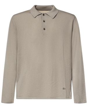 Valentino Garavani Wol Polo Met Vlogo - Grijs