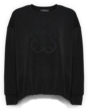 Elena Miro Hoodies & Sweatvesten ,Zwart ,Polyester Scuba Sweatshirt Met Monogramlogo