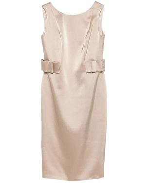 Fely Campo Kleedjes ,Bow-Detail Sheath Dress - Naturel