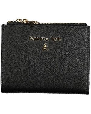 Patrizia Pepe Portafoglio in pelle nera con zip e logo - Nero