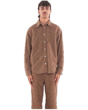 Haikure Belty Fur Denim Oversize Shirt - Bruin