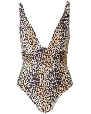 Melissa Odabash Leopard Badeanzug V-Ausschnitt Spf 50 - Braun