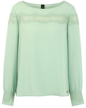 Marc Cain Elegante Bluse Mit Spitze - Groen