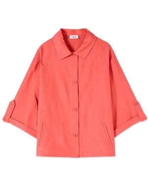 Oltre Hemdjacke Aus Leinenmischung - Rot