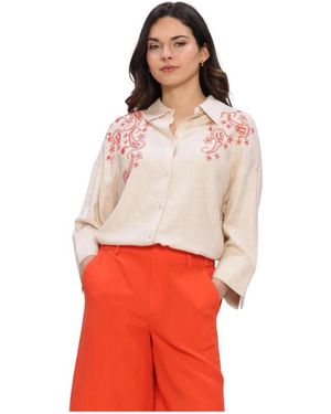 Mos Mosh Overhemden ,Linnen Mmaudri Coleen Shirt - Rood