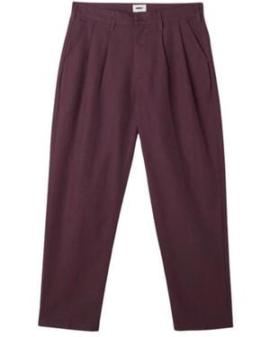 Obey Broeken ,Rood ,Rayon Geplooide Rayon Broek Taps Toelopende Pijp - Paars