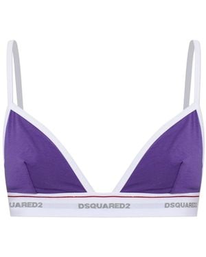 DSquared² Ondergoed ,Paars ,Katoen Logo Tape Triangle Bh