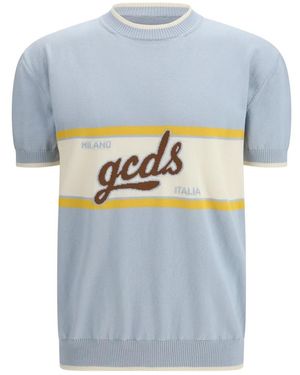 Gcds Truien & Vesten ,Blauw ,Katoen Logo Script Crewneck