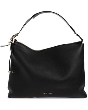 Etro Tassen ,Zwart ,Leer Hobo Grote Tas Met Franjes