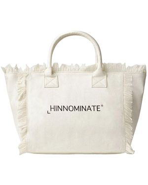 hinnominate Weiße Canvas-Handtasche Mit Druck - Natur