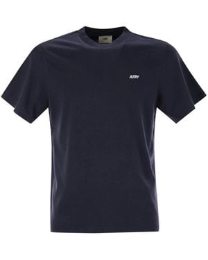 Autry Tops ,Blauw ,Katoen Logo T-Shirt