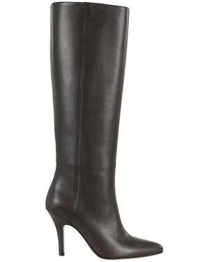 MM6 by Maison Martin Margiela Dunkelbrauner Leder Stiefel Mit Spitzer Zehenpartie - Grau