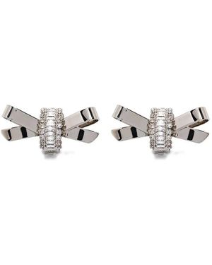 Alessandra Rich Kristalversierde Clip-On Oorbel - Wit