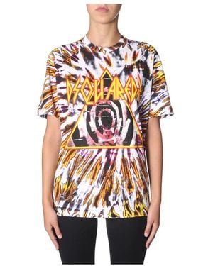DSquared² Tops ,Veelkleurig ,Concert Fit T-Shirt Met Print Voor Shows - Rood