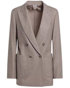 Max Mara Duifgrijs Dubbel-Breasted Jas - Bruin