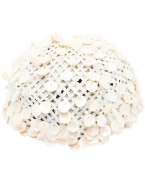 Alanui Pailletten Versierde Open Gebreide Beanie - Wit