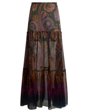 Etro Zijden Maxirok Met Geplaatste Paisley Print - Bruin