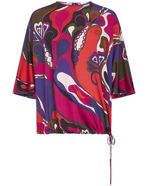 PUCCI Orchidee Print Kimono Mouw Blouse - Rood