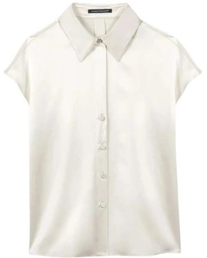 Luisa Cerano Overhemden ,Satijn Zijden Blouse Met Overhemdkraag - Wit