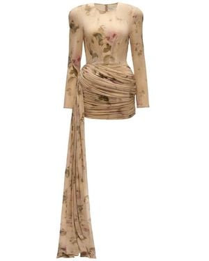 Magda Butrym Kleedjes ,Ruched Draped Mini Jurk - Naturel