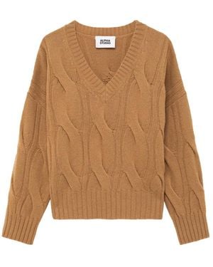 Alpha Studio V-Ausschnitt Strickware - Braun