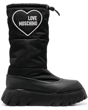 Love Moschino Cotton Drawstring Closure Boots - Black