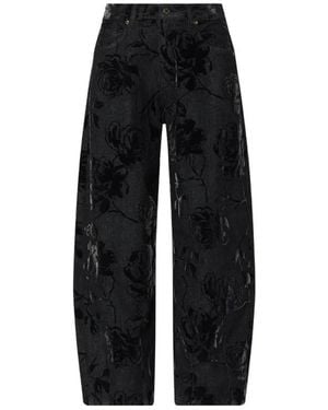 Liu Jo Jeans ,Zwart ,Katoen Pantalon Over Antracita Est Floral