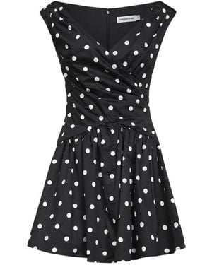 Self-Portrait Self Portrait Polka Dot Cotton Mini Dress - Black