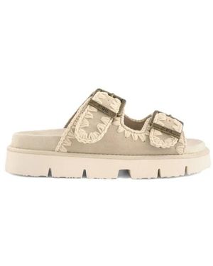 Mou Schoenen ,Grijs ,Leer Bio Sandal Two Buckles - Metallic
