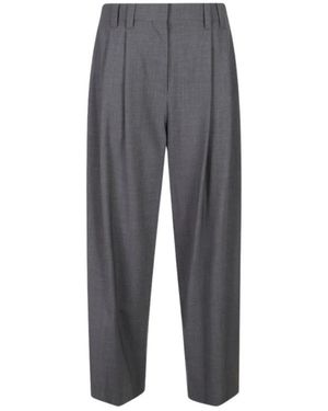 Brunello Cucinelli Tropical Luxe Wolle Broek - Grijs