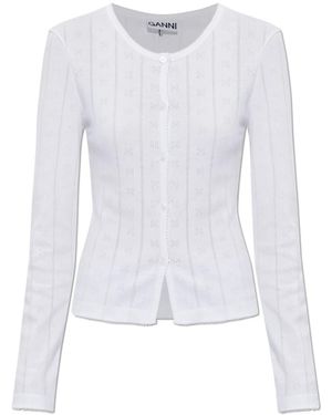 Ganni Fitted Cardigan - Wit