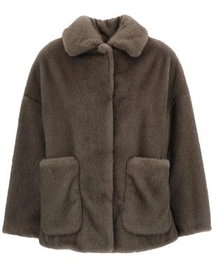 Herno Jassen ,Bruin ,Nepbont Nepbont & Shearling Jas