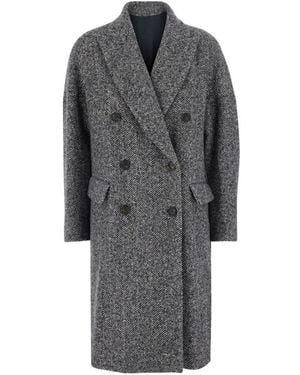 Brunello Cucinelli Jassen ,Grijs ,Wol Dubbele-Knoopjas