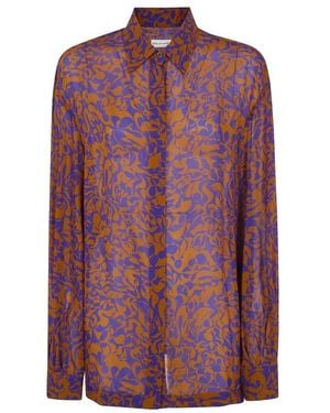 Dries Van Noten Bedruckte Seidenmischungs-Bluse - Lila