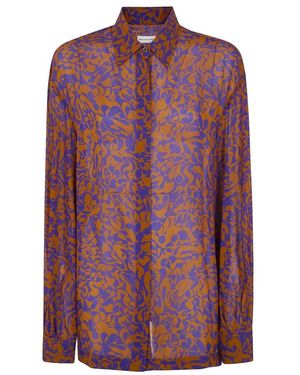 Dries Van Noten Gedrukt Zijden Mix Shirt - Paars