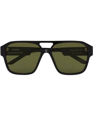 Facehide Handgefertigte Breites Modell Schwarz Grün Sonnenbrille